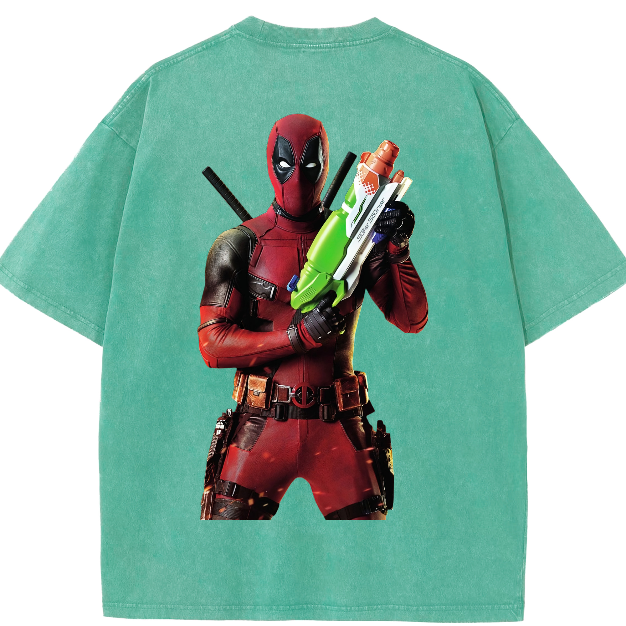（画像用） Deadpool デッドプール 綿100% ヴィンテージ風 半袖Tシャツ（背面プリント）